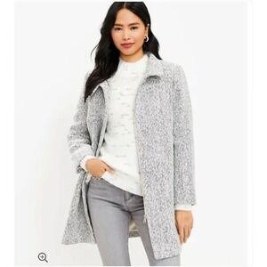 Perfect Spring Coat!  Herringbone Funnel Neck | Black & White | Medium Petite